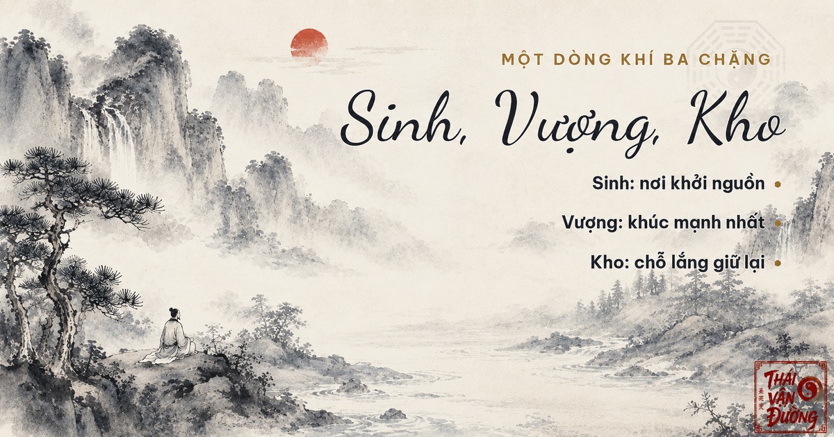 Một dòng khí ba chặng của tam hợp: Sinh nơi khởi nguồn, Vượng khúc mạnh nhất, Kho chỗ lắng giữ lại