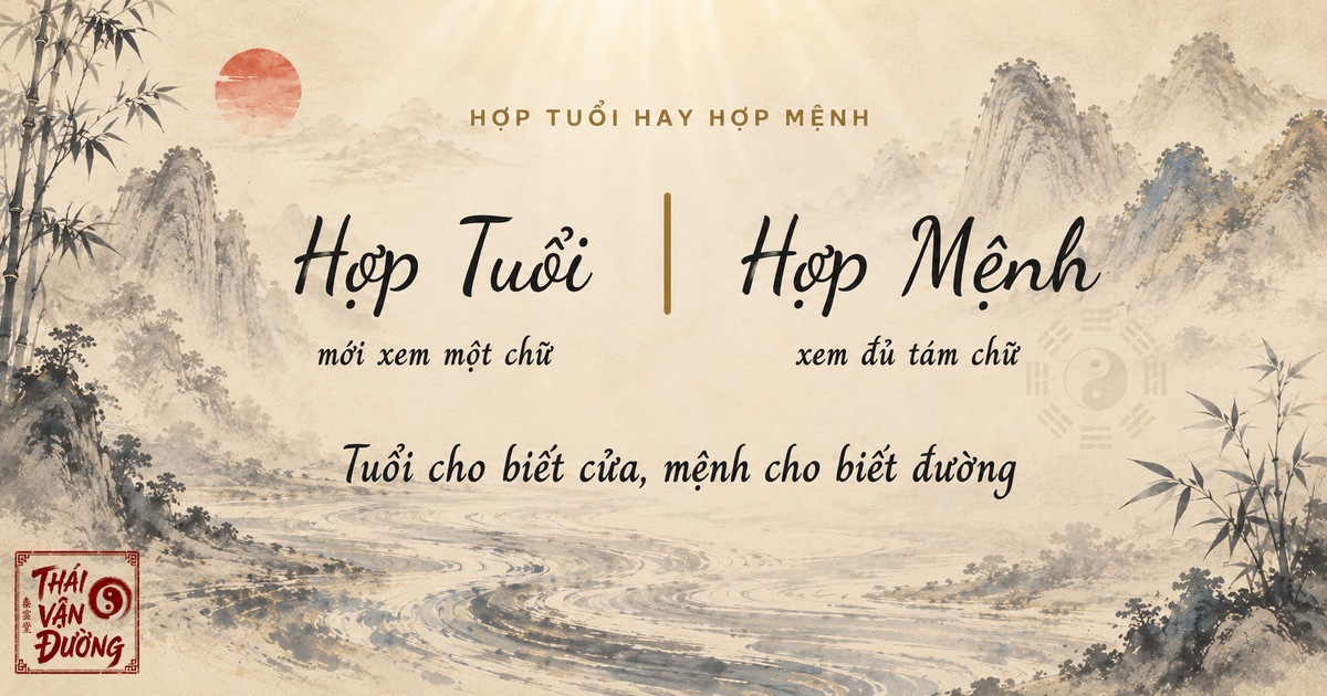 Hợp tuổi mới xem một chữ, hợp mệnh xem đủ Bát Tự, tuổi cho biết cửa mệnh cho biết đường