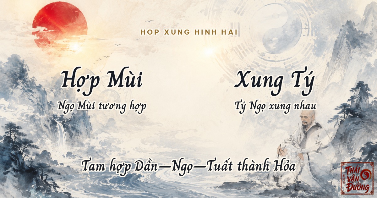 Địa chi Ngọ hợp xung hình hại với các chi khác