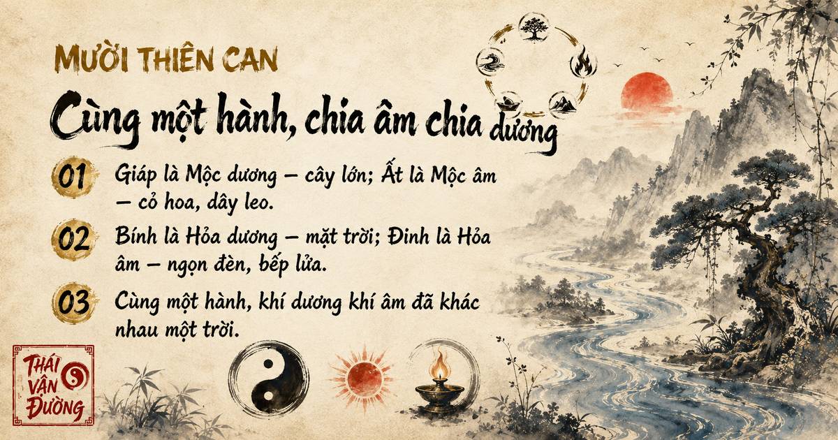 Mười Thiên Can, mỗi chữ một ngũ hành, một sắc thái