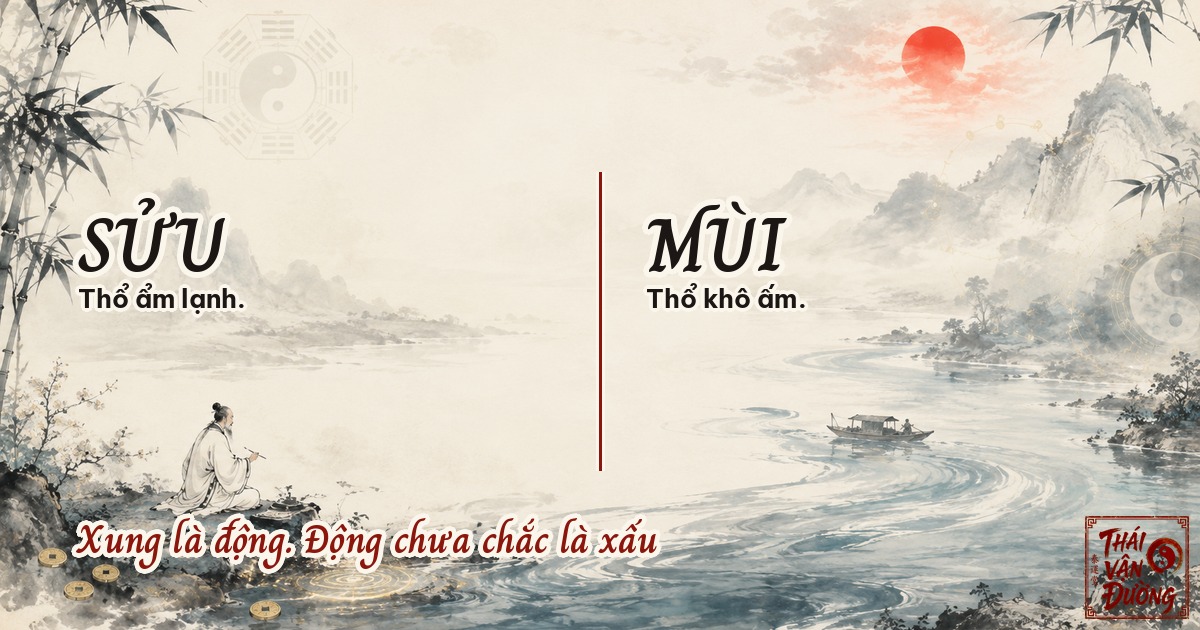 Sửu Mùi lục xung: Thổ ẩm lạnh gặp Thổ khô ấm