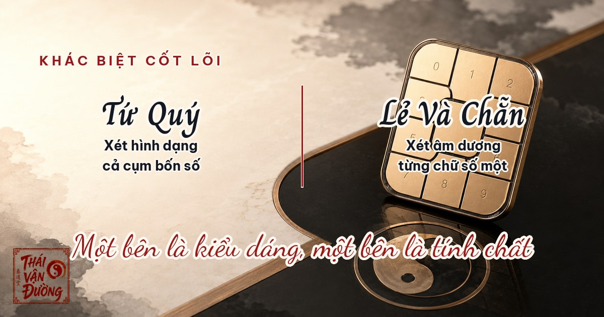 Tứ quý xét hình dạng, lẻ chẵn xét âm dương