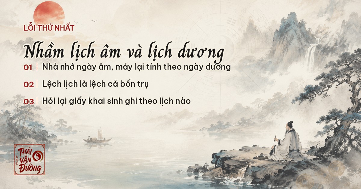 Nhầm lịch âm và lịch dương khi nhập lá số