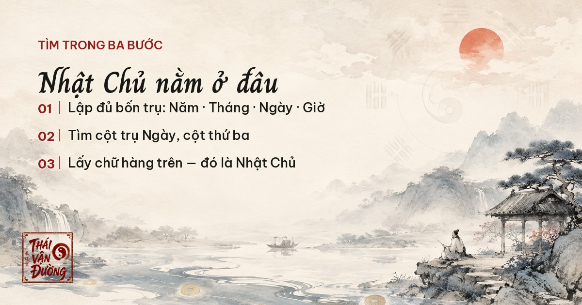 Nhật Chủ nằm ở đâu — ba bước tìm trong lá số