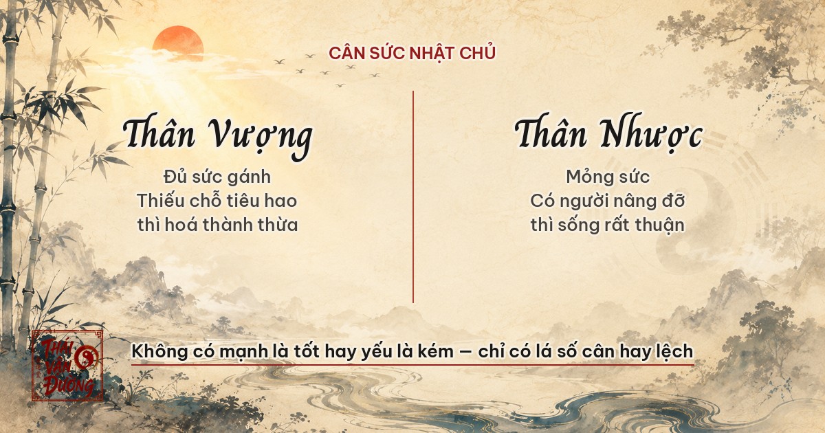 Thân Vượng và Thân Nhược — cân sức Nhật Chủ