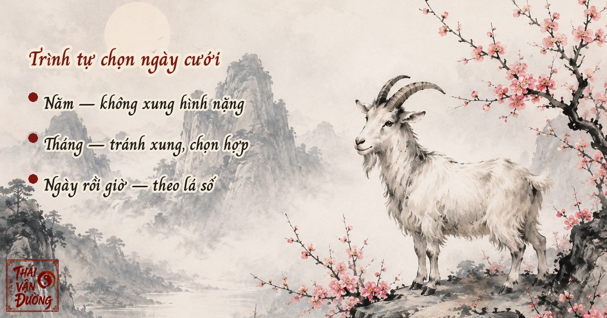 Bốn lớp chọn ngày cưới: năm, tháng, ngày, giờ