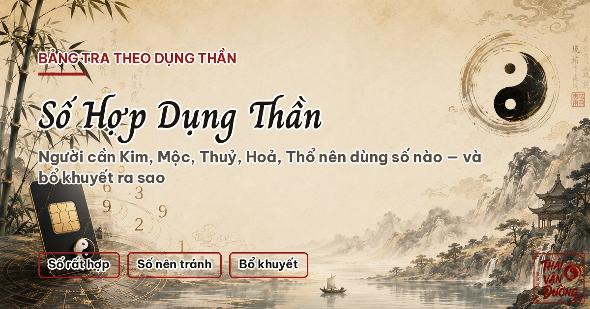Số tài khoản hợp Dụng Thần bảng tra 5 hành