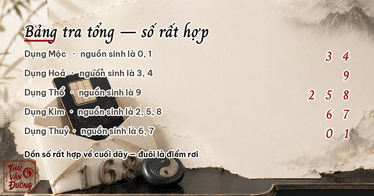 Bảng tra tổng số hợp theo Dụng Thần